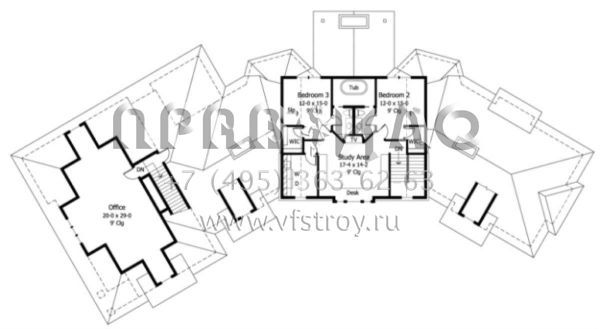 Проект двухэтажного дома с гаражом на три и более машин в стиле Ранчо S5-441 (098-00061)