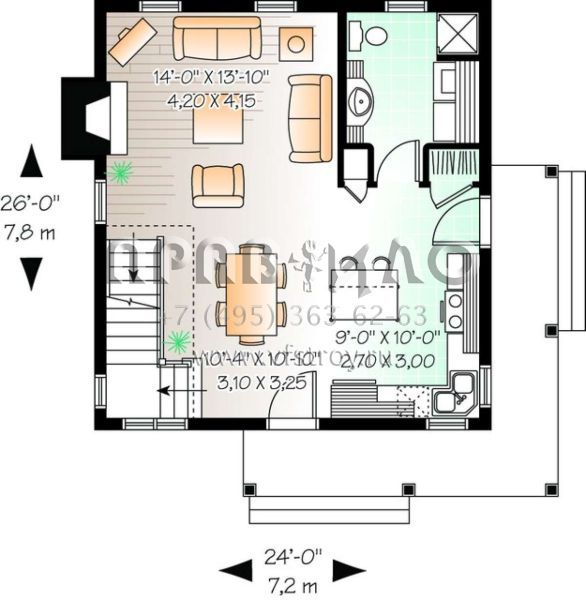 Проект двухэтажного дома без гаража в стиле Ранчо S5-111 (034-00772)