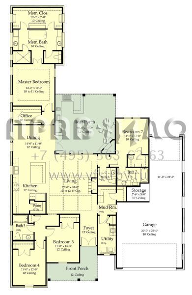 Проект одноэтажного дома с гаражом на три и более машин в современном стиле S5-229 (7516-00062)