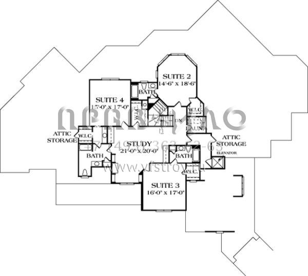 Проект двухэтажного дома с гаражом на три и более машин в американском стиле S5-759 (3323-00539)