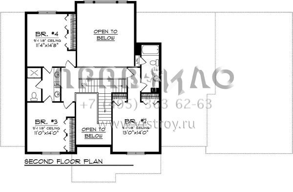 Проект двухэтажного дома с гаражом на три и более машин в стиле Райт S5-309 (1020-00200)