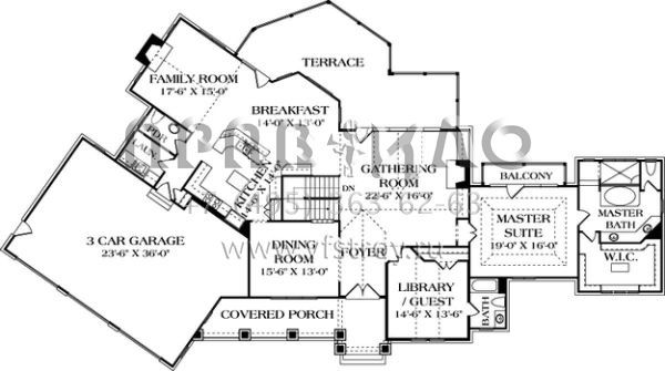 Проект двухэтажного дома с гаражом на три и более машин в стиле Ранчо S5-436 (3323-00471)