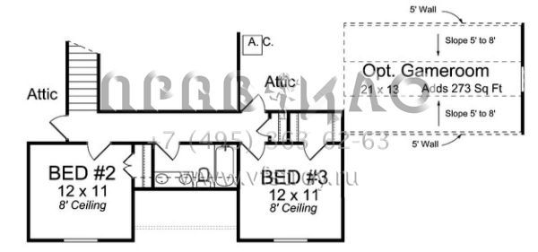 Проект двухэтажного дома с гаражом на две машины в стиле Ранчо S5-191 (4848-00023)