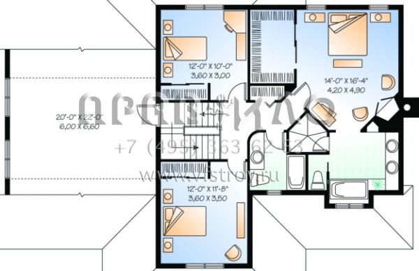 Проект двухэтажного дома с гаражом на три и более машин в стиле Ранчо S5-216 (034-00086)