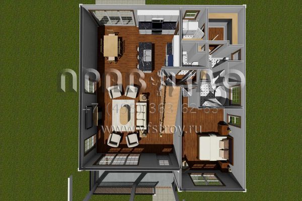 Проект двухэтажного дома без гаража в стиле Ранчо S5-175 (4848-00396)