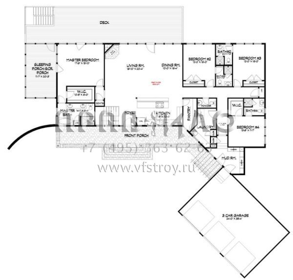 Проект двухэтажного дома с гаражом на три и более машин в стиле Шале S5-456 (5738-00011)