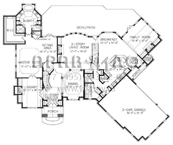 Проект двухэтажного дома с гаражом на три и более машин в стиле Ранчо S5-407 (699-00002)