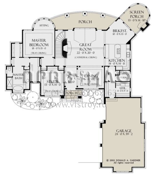 Проект одноэтажного дома с гаражом на три и более машин в американском стиле S5-360 (2865-00096)