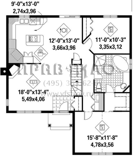 Проект одноэтажного дома без гаража в стиле Ранчо S5-113 (6146-00285)