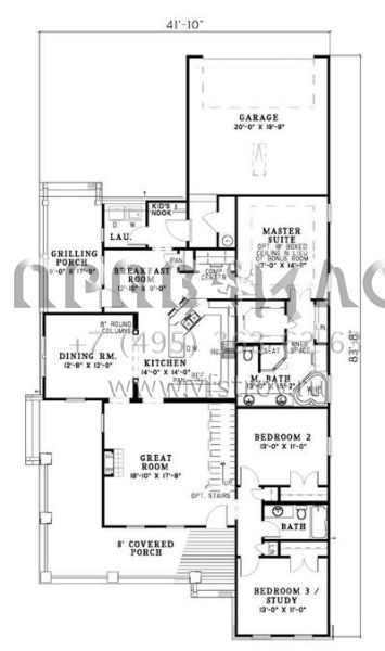 Проект одноэтажного дома с гаражом на две машины в американском стиле S5-171 (110-00448)