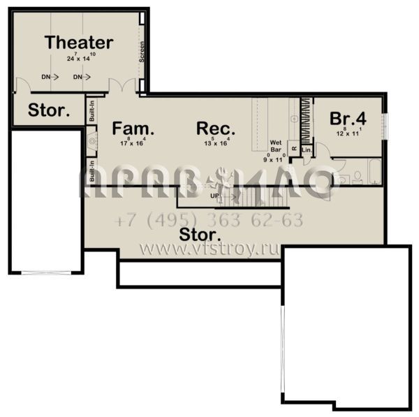 Проект одноэтажного дома с гаражом на три и более машин в современном стиле S5-214 (963-00451)