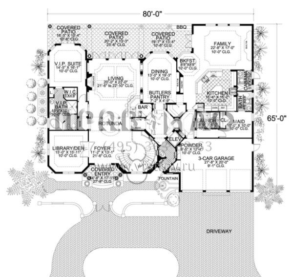 Проект двухэтажного дома с гаражом на три и более машин в современном стиле S5-620 (168-00089)