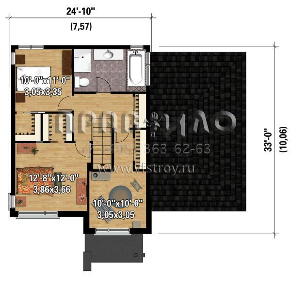 Проект двухэтажного дома с гаражом на одну машину в современном стиле S5-144 (6146-00599)