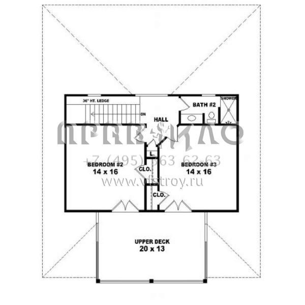 Проект двухэтажного дома без гаража в прибрежном стиле S5-161 (053-00081)