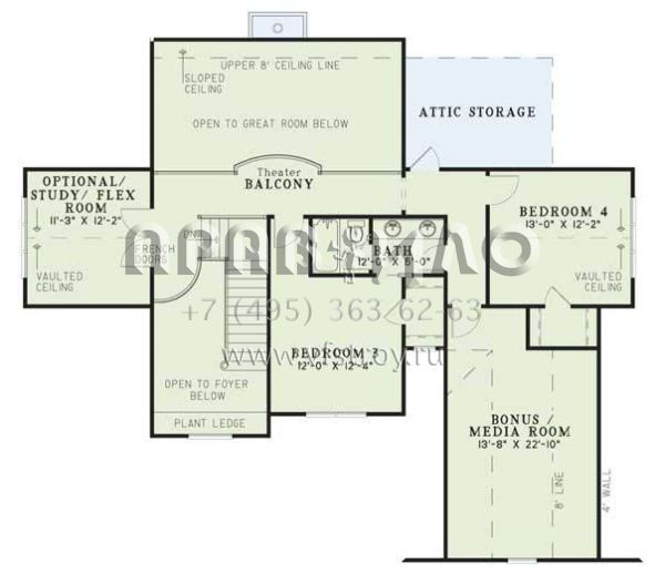 Проект двухэтажного дома с гаражом на две машины в стиле Ранчо S5-256 (110-00700)