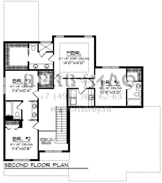 Проект двухэтажного дома с гаражом на три и более машин в американском стиле S5-239 (1020-00129)
