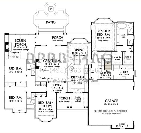Проект одноэтажного дома с гаражом на две машины в стиле Ранчо S5-231 (2865-00031)