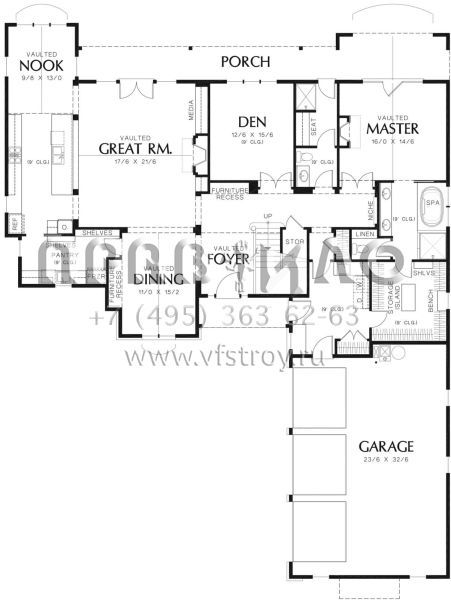 Проект двухэтажного дома с гаражом на три и более машин в английском стиле S5-372 (2559-00804)