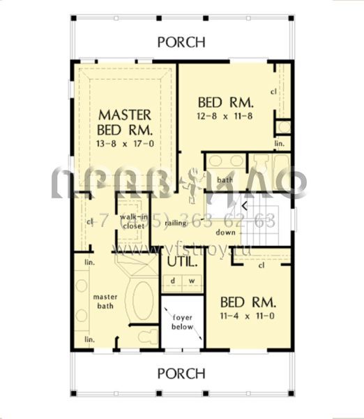 Проект двухэтажного дома с гаражом на две машины в прибрежном стиле S5-207 (2865-00227)