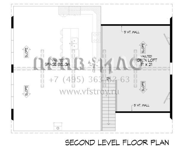 Проект двухэтажного дома без гаража в стиле Шале S5-223 (940-00768)