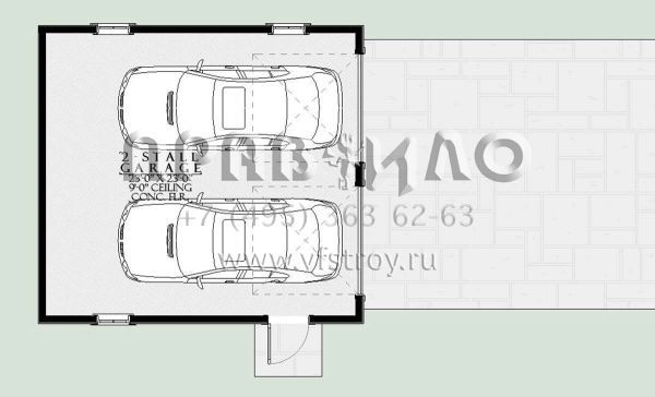 Проект двухэтажного дома с гаражом на две машины в стиле Ранчо S5-207 (1637-00159)