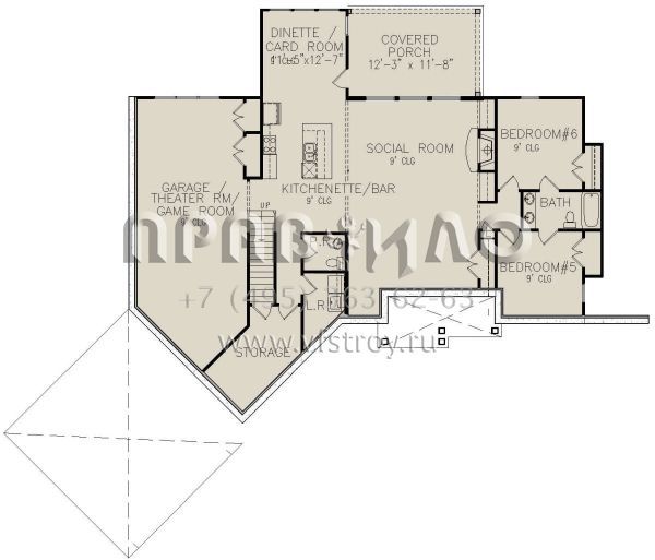 Проект одноэтажного дома с гаражом на две машины в американском стиле S5-208 (699-00150)