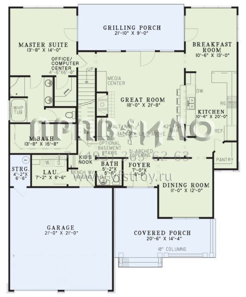 Проект двухэтажного дома с гаражом на две машины в американском стиле S5-229 (110-00638)