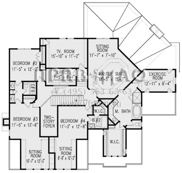 Проект двухэтажного дома с гаражом на три и более машин в стиле Ранчо S5-363 (699-00182)