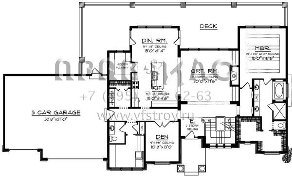 Проект двухэтажного дома с гаражом на три и более машин в американском стиле S5-315 (1020-00076)