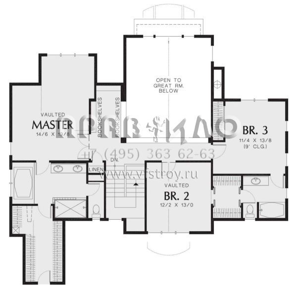 Проект двухэтажного дома с гаражом на три и более машин в стиле Ранчо S5-259 (2559-00317)