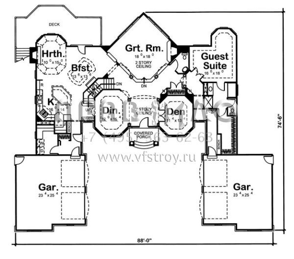 Проект двухэтажного дома с гаражом на три и более машин в современном стиле S5-382 (963-00041)
