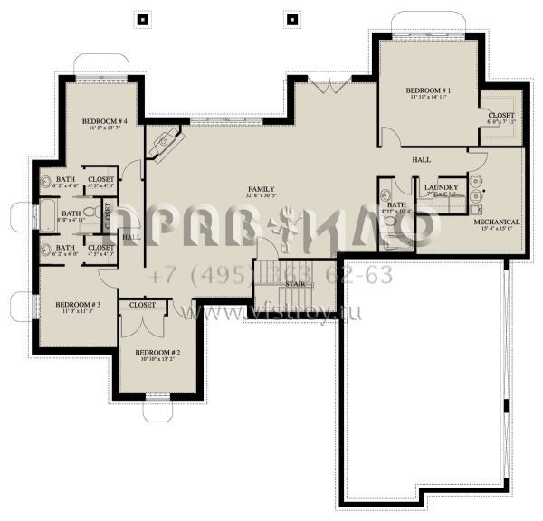Проект одноэтажного дома с гаражом на три и более машин в американском стиле S5-217 (2802-00143)