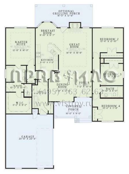 Проект одноэтажного дома с гаражом на две машины в стиле Ранчо S5-179 (110-00376)