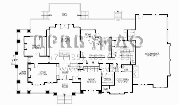 Проект двухэтажного дома с гаражом на три и более машин в современном стиле S5-611 (341-00027)
