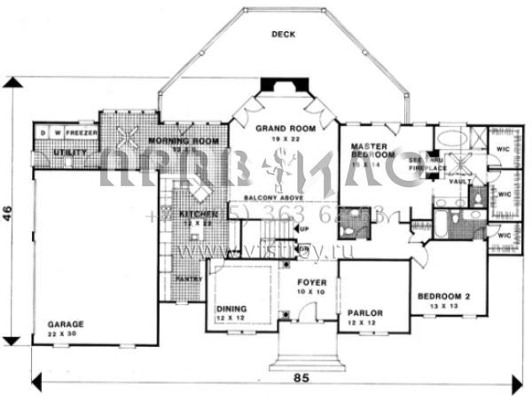 Проект двухэтажного дома с гаражом на три и более машин в стиле Ранчо S5-304 (036-00148)