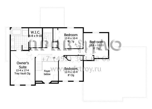 Проект двухэтажного дома с гаражом на три и более машин в стиле Ранчо S5-249 (098-00130)