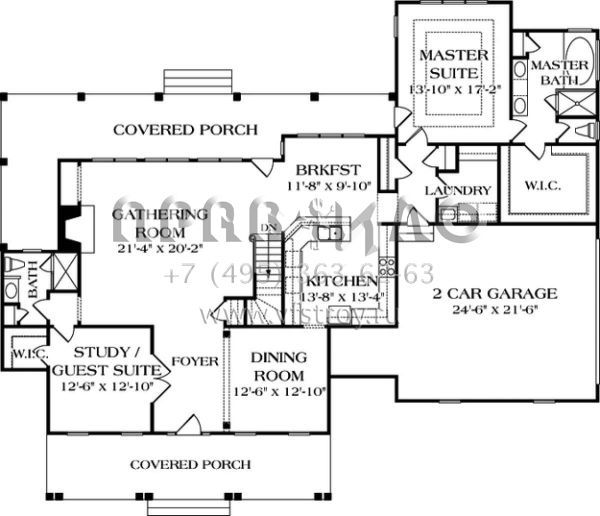 Проект двухэтажного дома с гаражом на две машины в классическом стиле S5-294 (3323-00269)