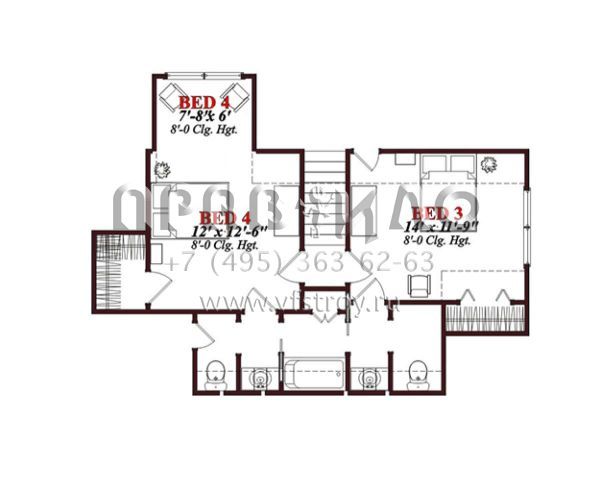 Проект двухэтажного дома с гаражом на две машины в стиле Ранчо S5-217 (1070-00223)