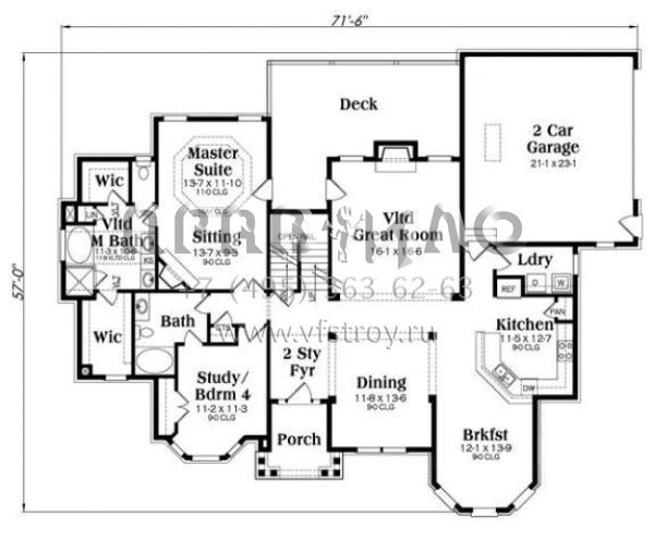 Проект двухэтажного дома с гаражом на две машины в английском стиле S5-267 (009-00254)