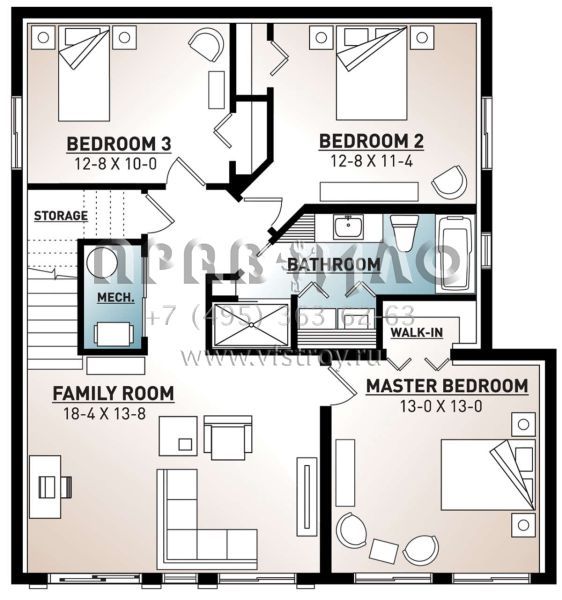 Проект одноэтажного дома без гаража в современном стиле S5-194 (034-01203)