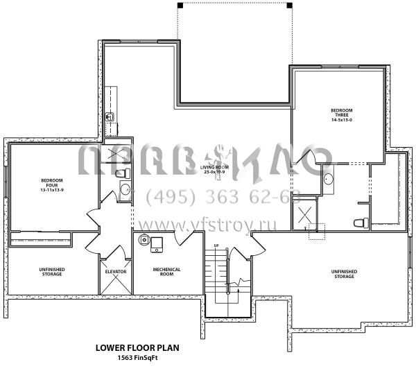 Проект одноэтажного дома с гаражом на три и более машин в американском стиле S5-211 (5631-00094)