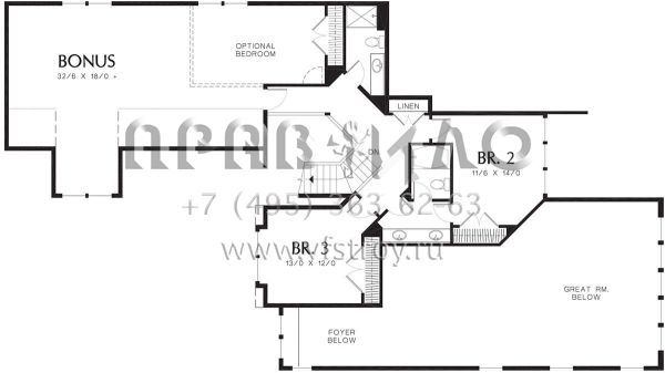 Проект двухэтажного дома с гаражом на три и более машин в американском стиле S5-342 (2559-00515)