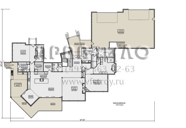 Проект одноэтажного дома с гаражом на три и более машин в современном стиле S5-320 (5631-00242)