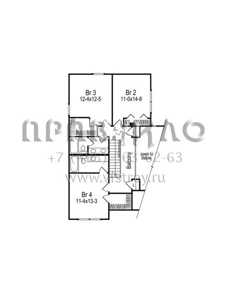 Проект двухэтажного дома с гаражом на две машины в стиле Ранчо S5-184 (5633-00038)