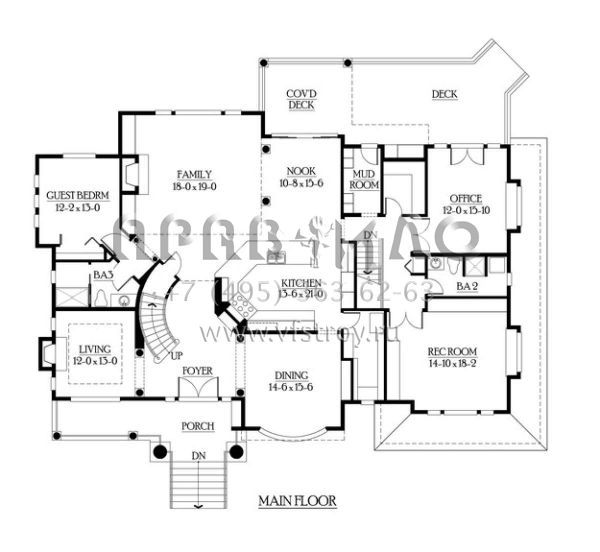 Проект двухэтажного дома с гаражом на три и более машин в американском стиле S5-445 (341-00278)