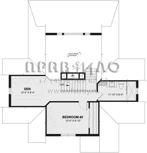 Проект двухэтажного дома без гаража в стиле Ранчо S5-137 (034-00065)