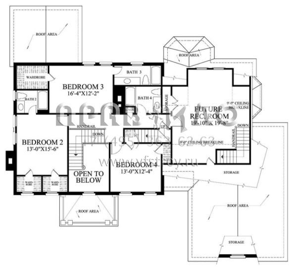 Проект двухэтажного дома с гаражом на две машины в стиле Ранчо S5-313 (7922-00184)