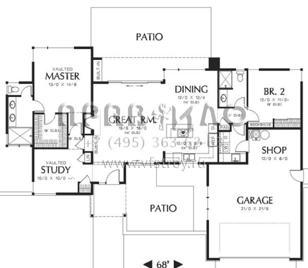 Проект одноэтажного дома с гаражом на две машины в современном стиле S5-140 (2559-00004)