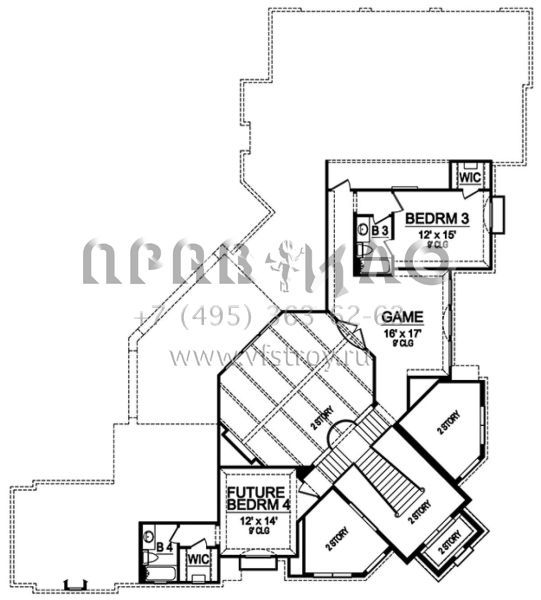 Проект двухэтажного дома с гаражом на три и более машин в английском стиле S5-350 (5445-00267)