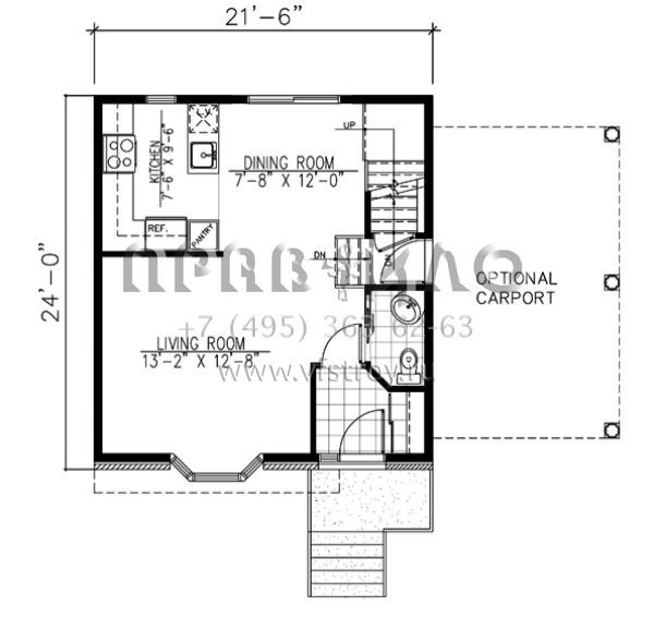 Проект двухэтажного дома с гаражом на одну машину в стиле Ранчо S5-95 (1785-00004)